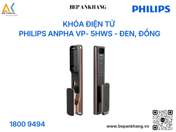 Khóa điện tử Philips Anpha VP- 5HWS - Đen, Đồng